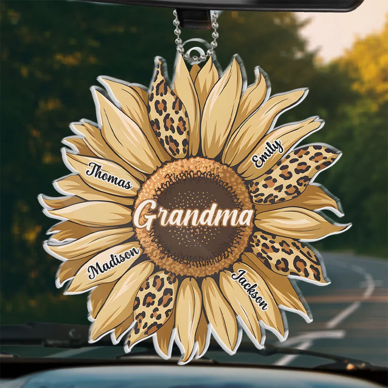 A Grandchild Is A Grandparent’s Treasure - Family Personalized Custom Car Ornament - Acrylic Custom Shaped - Gift For Mom, Grandma