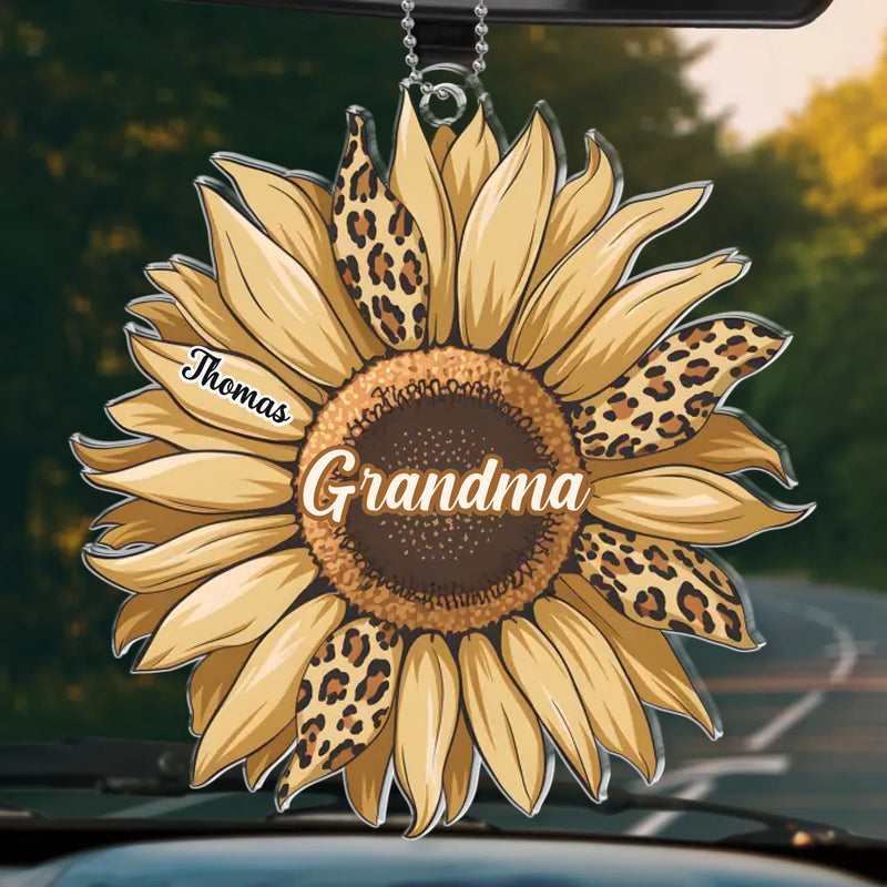 A Grandchild Is A Grandparent’s Treasure - Family Personalized Custom Car Ornament - Acrylic Custom Shaped - Gift For Mom, Grandma