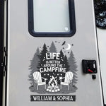 A Crackling Campfire And A Sky Full Of Stars - Camping Personalized Custom RV Decal - Gift For Camping Lovers, Couple, Best Friends