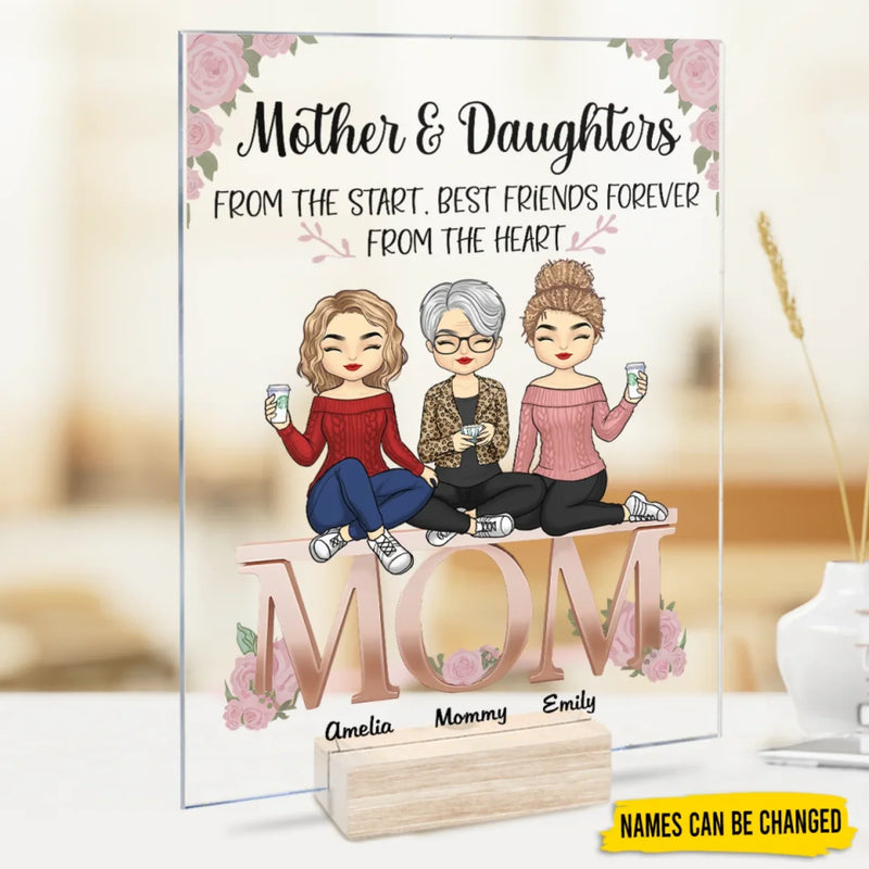 The Love Between A Mother And Daughter Never Fades - Family Personalized Custom Rectangle Shaped Acrylic Plaque - Gift For Mom, Daughter