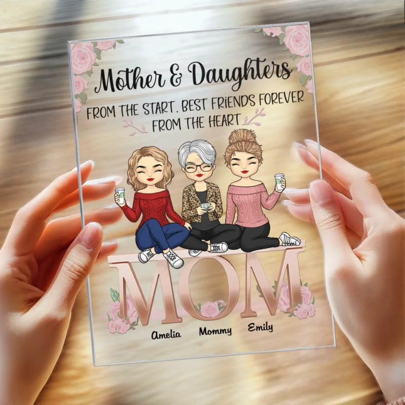 The Love Between A Mother And Daughter Never Fades - Family Personalized Custom Rectangle Shaped Acrylic Plaque - Gift For Mom, Daughter