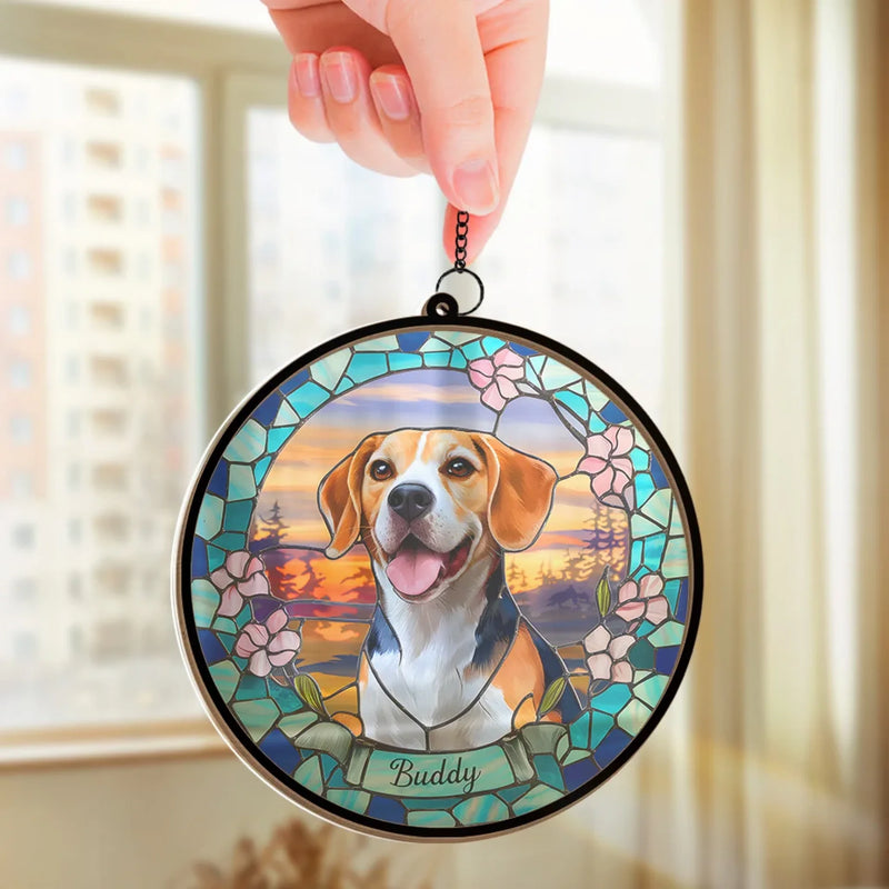 Custom Photo You Filled My Life With Love - Memorial Personalized Window Hanging Suncatcher Ornament - Sympathy Gift For Pet Owners, Pet Lovers