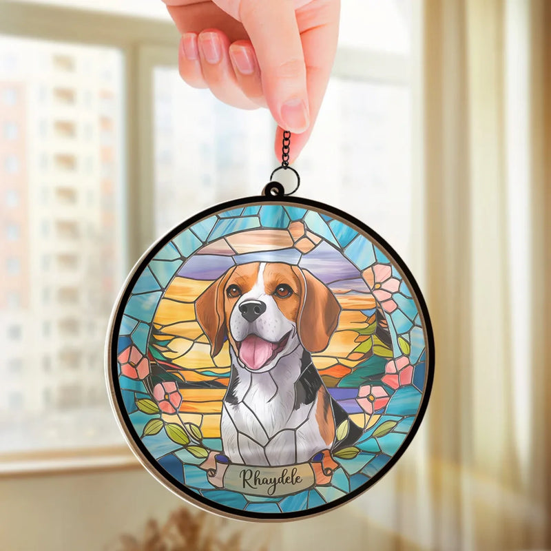 Custom Photo Your Spirit Will Always Be With Me - Memorial Personalized Window Hanging Suncatcher Ornament - Sympathy Gift For Pet Owners, Pet Lovers