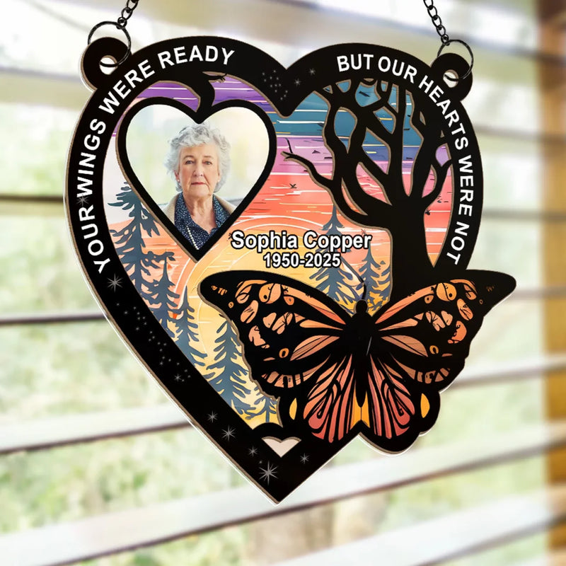 Custom Photo I Wish You Could Stay Longer - Memorial Personalized Window Hanging Suncatcher Ornament - Sympathy Gift For Family Members