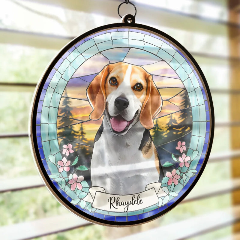 Custom Photo My Life Is Richer Because You - Memorial Personalized Window Hanging Suncatcher Ornament - Sympathy Gift For Pet Owners, Pet Lovers