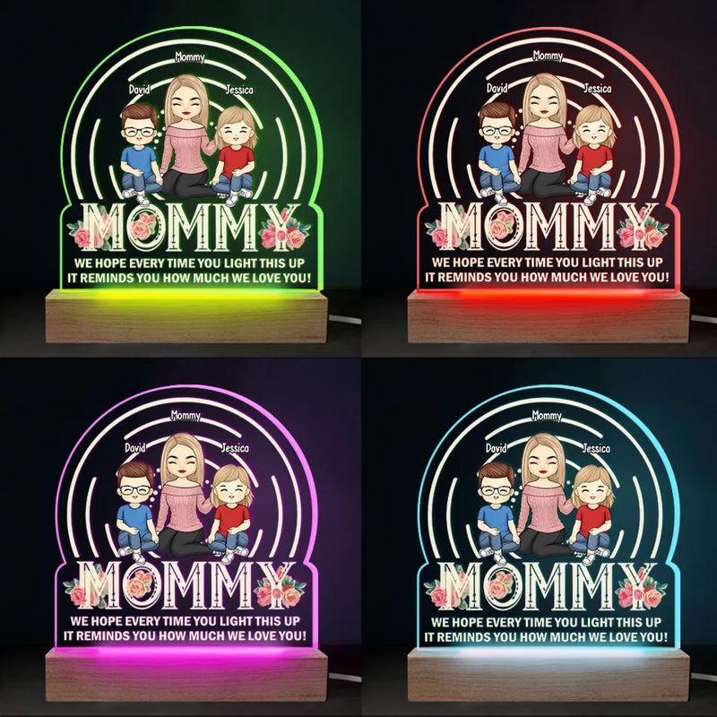 Home Is Wherever Mom Is - Family  Personalized Custom Shaped Acrylic LED Light - Mother's Day, Gift For Mom