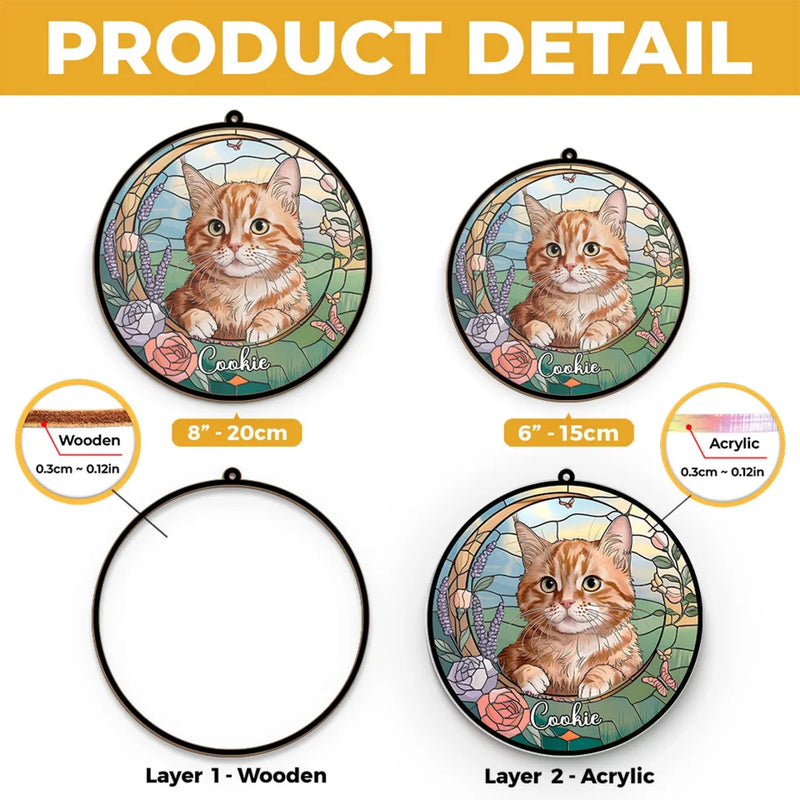 Custom Photo Love You Forever - Memorial Personalized Window Hanging Suncatcher Ornament - Sympathy Gift For Pet Owners, Pet Lovers