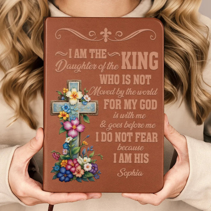I Am The Daughter Of The King - Family Personalized Custom Leather Journal - Gift For Yourself, Best Friends, Siblings, Family Members