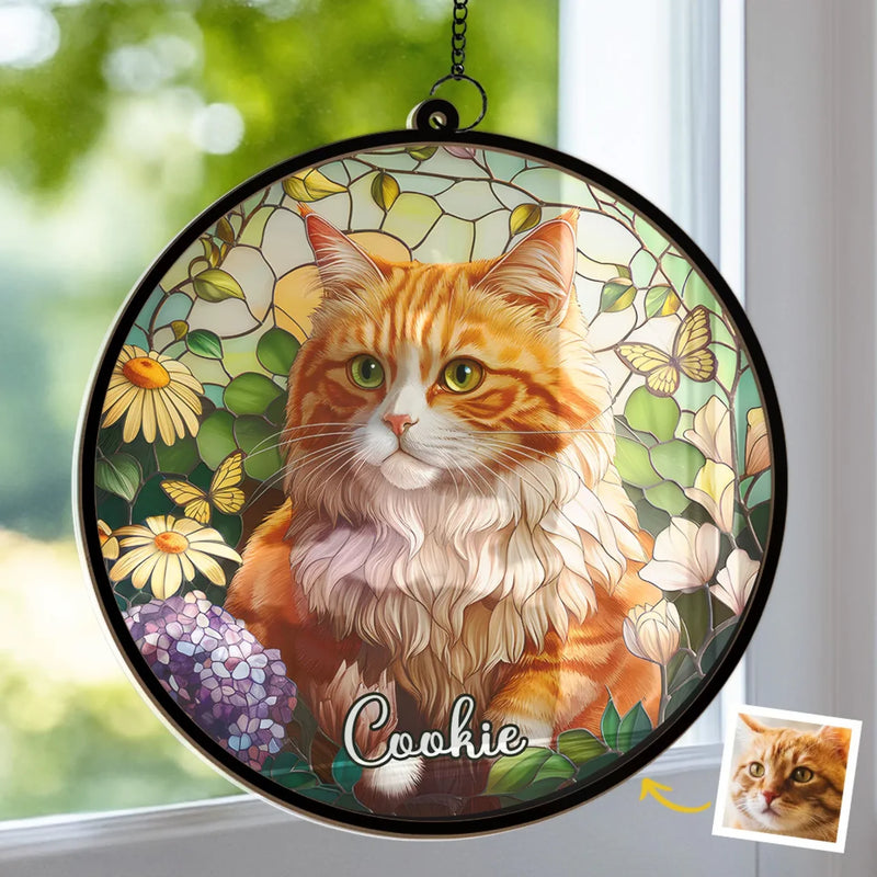 Custom Photo Life Was Better With You In It - Memorial Personalized Window Hanging Suncatcher Ornament - Sympathy Gift For Pet Owners, Pet Lovers
