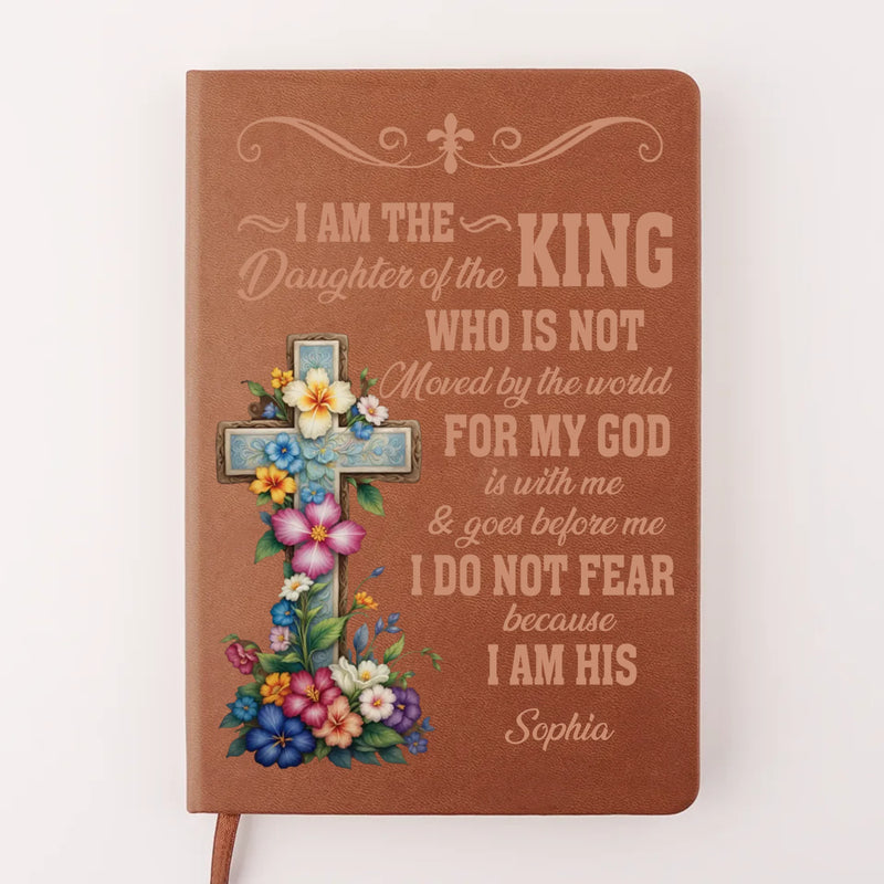 I Am The Daughter Of The King - Family Personalized Custom Leather Journal - Gift For Yourself, Best Friends, Siblings, Family Members