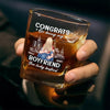 You Caught My Eye And My Heart - Couple Personalized Custom Square Whiskey Glass - Gift For Husband Wife, Anniversary