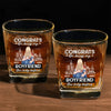 You Caught My Eye And My Heart - Couple Personalized Custom Square Whiskey Glass - Gift For Husband Wife, Anniversary