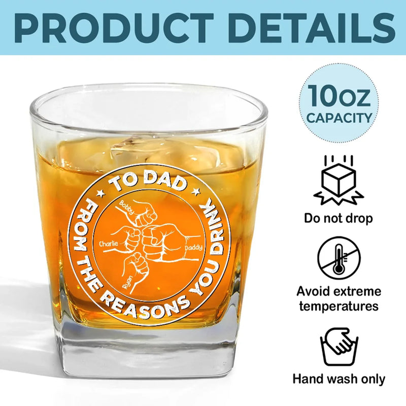 From The Reason You Drink - Family Personalized Custom Square Whiskey Glass - Gift For Family Members