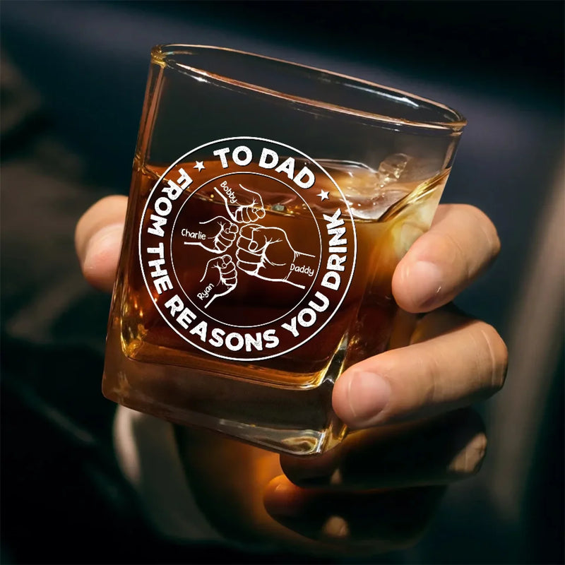 From The Reason You Drink - Family Personalized Custom Square Whiskey Glass - Gift For Family Members