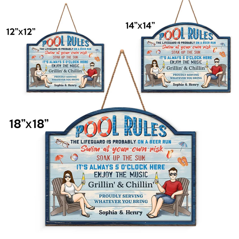 Custom Home Decor Wood Sign - Personalized Anniversary Wedding Gifts For Husband And Wife, Him And Her - Couples Who Swim Together, Stay Together