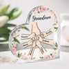 Her Hands May Be Small, But They Hold A World Of Love - Family Personalized Custom Heart Shaped Acrylic Plaque - Gift For Mom, Grandma