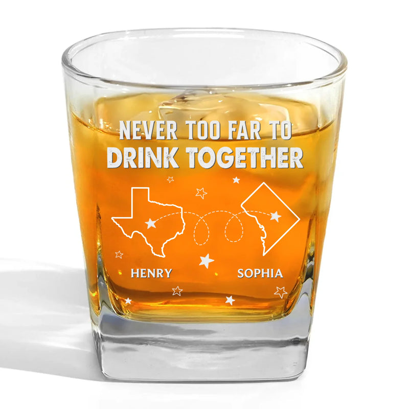 Miles Can't Break Family Ties - Family Personalized Custom Square Whiskey Glass - Gift For Family Members