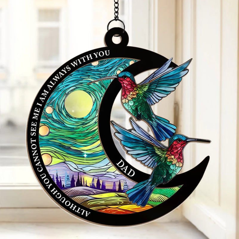 Always With Us In Spirit - Memorial Personalized Window Hanging Suncatcher Ornament - Sympathy Gift For Family Members