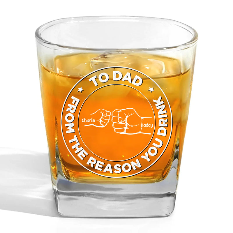 From The Reason You Drink - Family Personalized Custom Square Whiskey Glass - Gift For Family Members