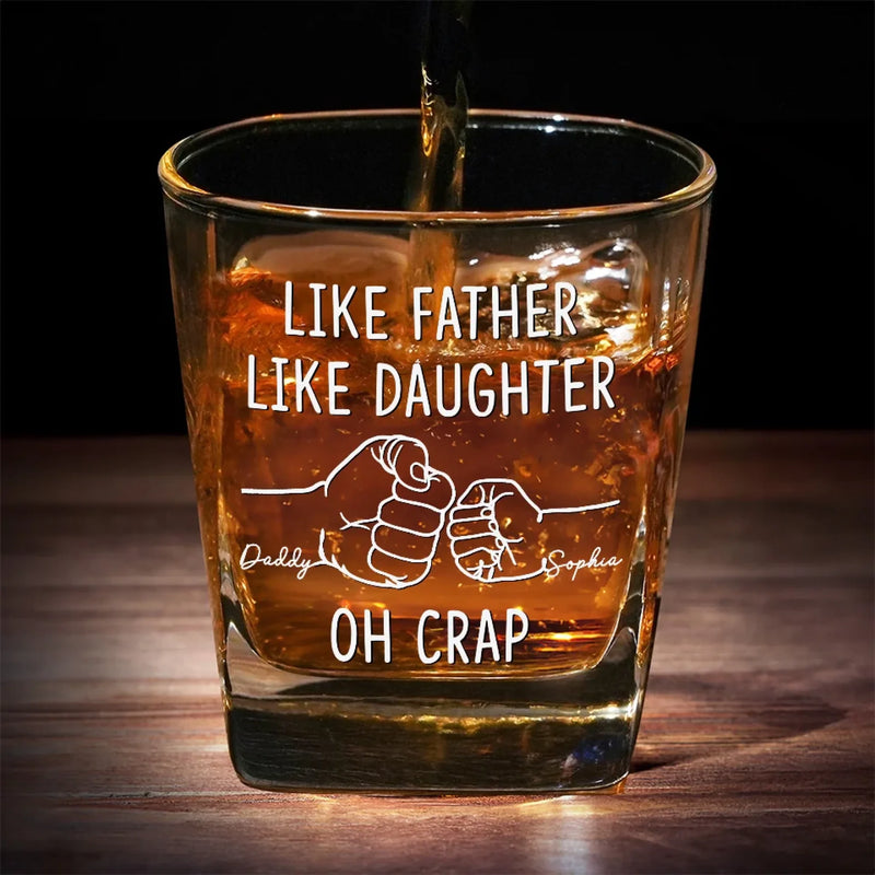 Built By My Father’s Hands - Family Personalized Custom Square Whiskey Glass - Gift For Dad