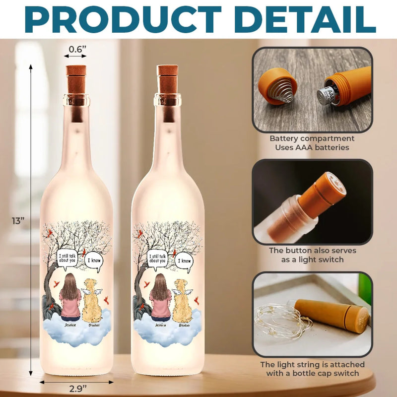Love Knows No Goodbye - Memorial Personalized Custom Bottle Lamp - Sympathy Gift For Pet Owners, Pet Lovers