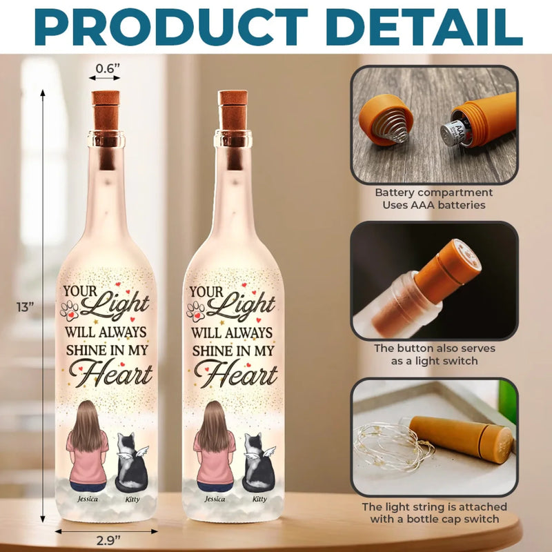 Wagging Tails In Heaven - Memorial Personalized Custom Bottle Lamp - Sympathy Gift For Pet Owners, Pet Lovers