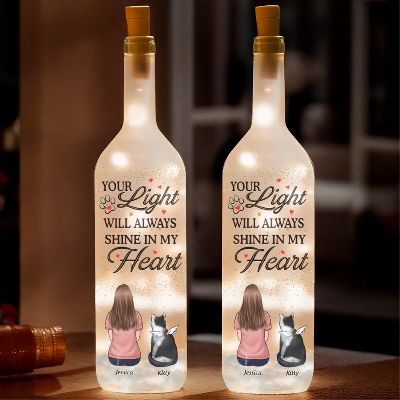 Wagging Tails In Heaven - Memorial Personalized Custom Bottle Lamp - Sympathy Gift For Pet Owners, Pet Lovers