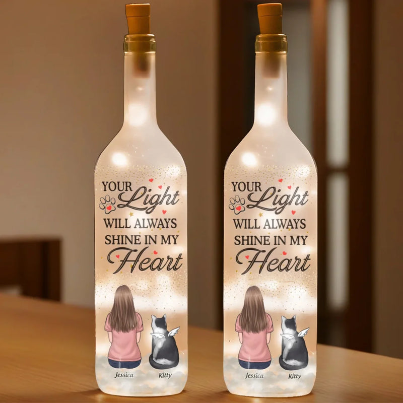 Wagging Tails In Heaven - Memorial Personalized Custom Bottle Lamp - Sympathy Gift For Pet Owners, Pet Lovers