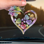 Grandkids Keep The Heart Young - Family Personalized Custom Car Ornament - Acrylic Custom Shaped - Gift For Grandma