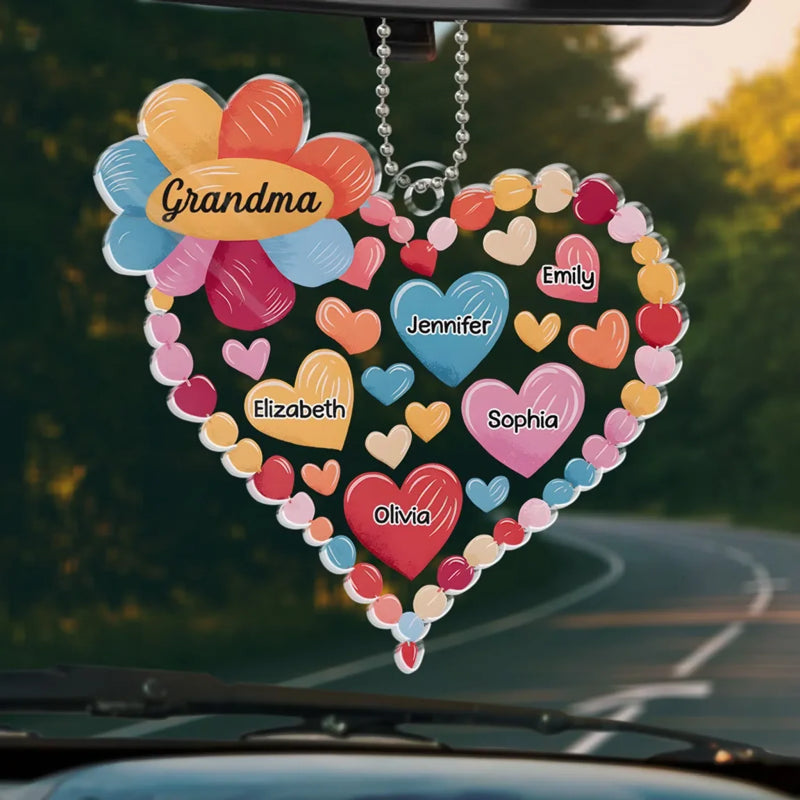 Every Grandchild Is A Grand Blessing - Family Personalized Custom Car Ornament - Acrylic Custom Shaped - Gift For Mom, Grandma