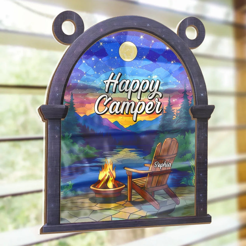 Bright Moon And Happy Me - Family Personalized Window Hanging Suncatcher - Gift For Yourself, Best Friends, Siblings, Family Members