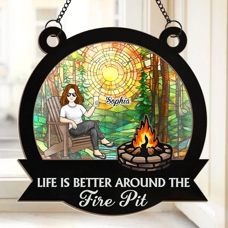 Campfire Nights, Endless Memories - Family Personalized Window Hanging Suncatcher Ornament - Gift For Yourself, Best Friends, Siblings, Family Members