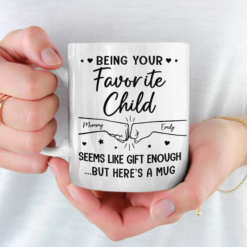 Fist Bumping Our Way Through Life, Together - Family Personalized Custom Mug - Gift For Mom, Daughter, Son