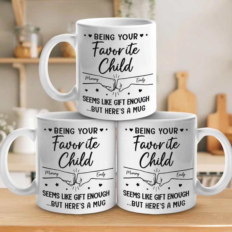 Fist Bumping Our Way Through Life, Together - Family Personalized Custom Mug - Gift For Mom, Daughter, Son