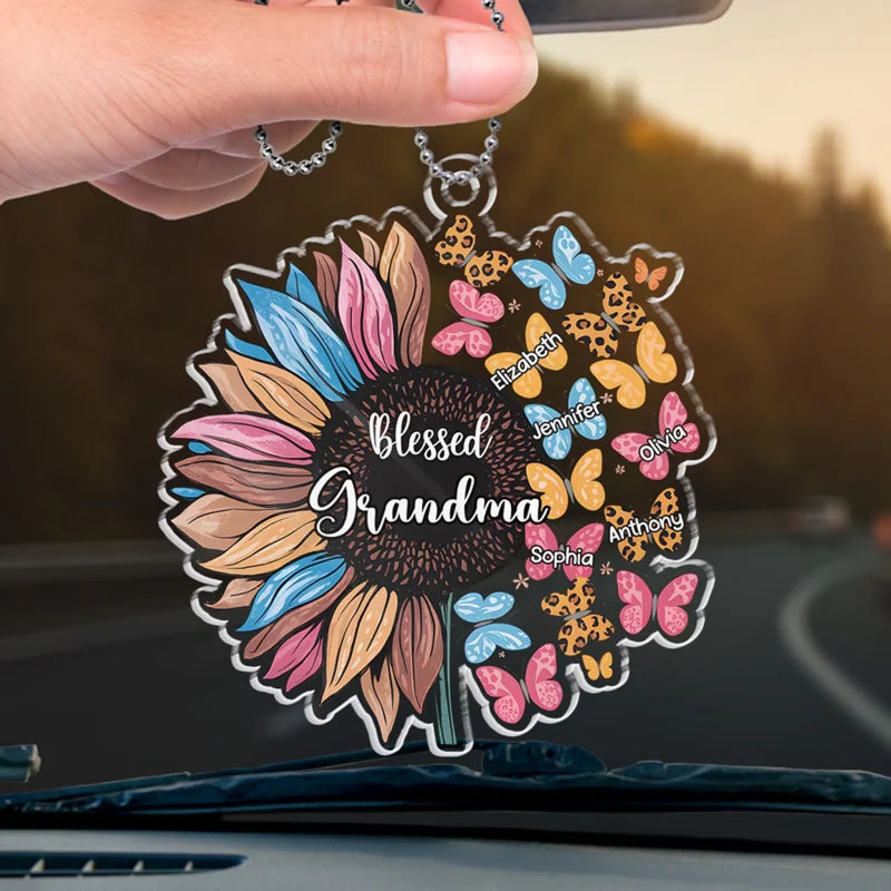 Home Is Where Your Grandma Is - Family Personalized Custom Car Ornament - Acrylic Custom Shaped - Gift For Mom, Grandma