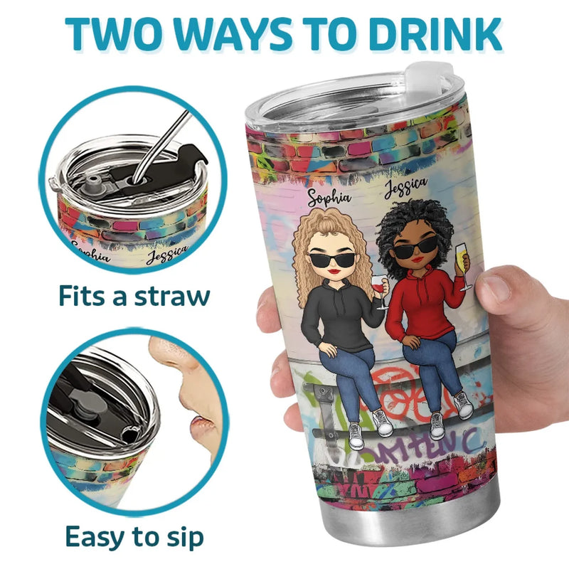 We’re The Perfect Mix Of Grace And Grit - Bestie Personalized Custom Tumbler -  Gift For Best Friends, BFF, Sisters