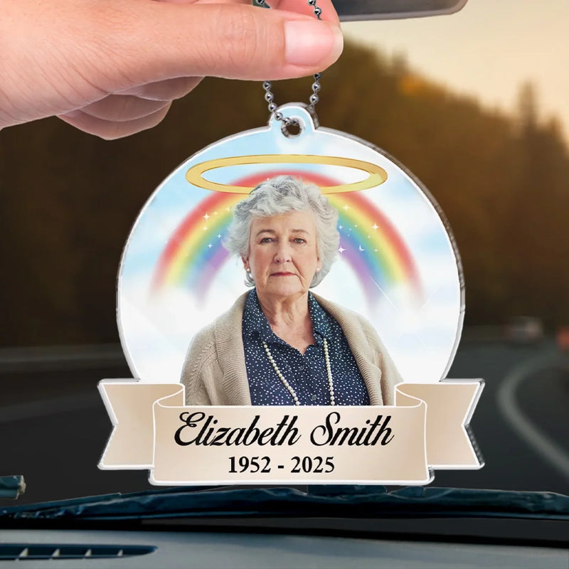 Custom Photo Holding You Close In Our Prayers - Memorial Personalized Custom Car Ornament - Acrylic Custom Shaped - Sympathy Gift For Family Members