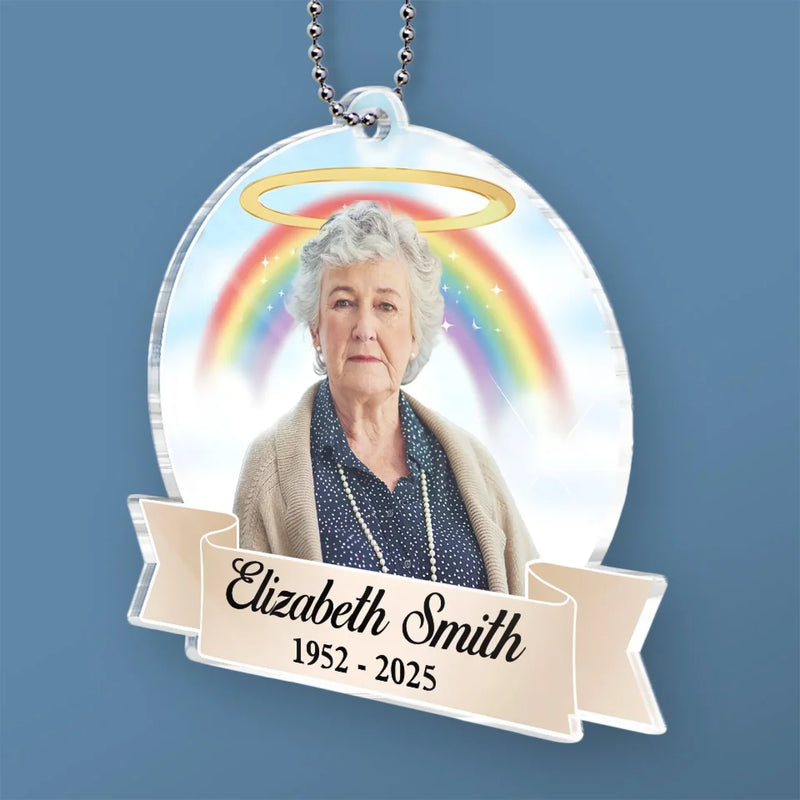 Custom Photo Holding You Close In Our Prayers - Memorial Personalized Custom Car Ornament - Acrylic Custom Shaped - Sympathy Gift For Family Members