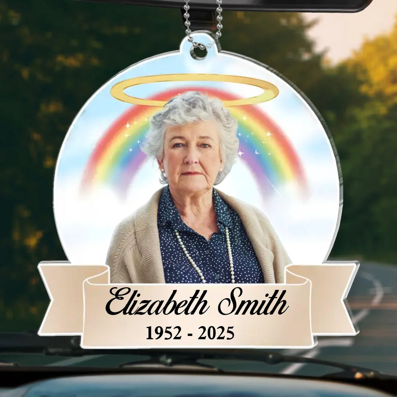 Custom Photo Holding You Close In Our Prayers - Memorial Personalized Custom Car Ornament - Acrylic Custom Shaped - Sympathy Gift For Family Members
