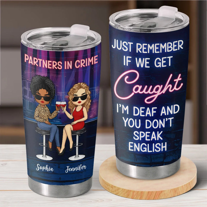 Partners In Crime And Cocktails - Bestie Personalized Custom Tumbler -  Gift For Best Friends, BFF, Sisters