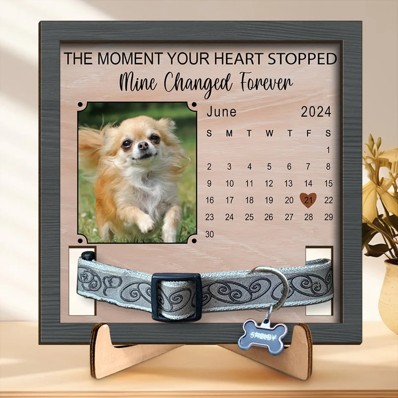 Custom Photo A Piece Of My Heart Is With You - Memorial Personalized Custom Pet Loss Sign, Collar Frame - Sympathy Gift For Dog Lovers, Pet Owners