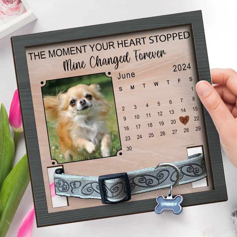 Custom Photo A Piece Of My Heart Is With You - Memorial Personalized Custom Pet Loss Sign, Collar Frame - Sympathy Gift For Dog Lovers, Pet Owners