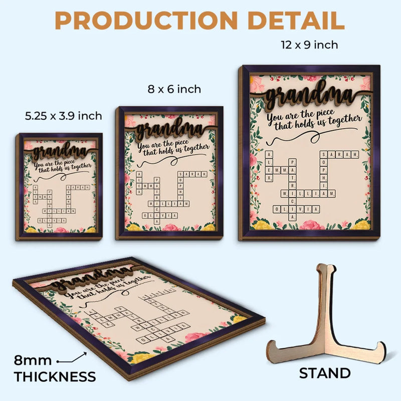 Families Grow Strong In The Warmth Of Grandma’s Love - Family Personalized Custom 2-Layered Wooden Plaque With Stand - Mother's Day Gift For Mom, Grandma