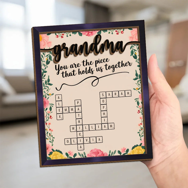 Families Grow Strong In The Warmth Of Grandma’s Love - Family Personalized Custom 2-Layered Wooden Plaque With Stand - Mother's Day Gift For Mom, Grandma