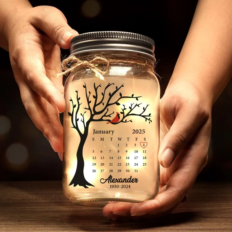 A Little Light To Guide You Through The Tough Days - Memorial Personalized Custom Mason Jar Light - Sympathy Gift For Family Members