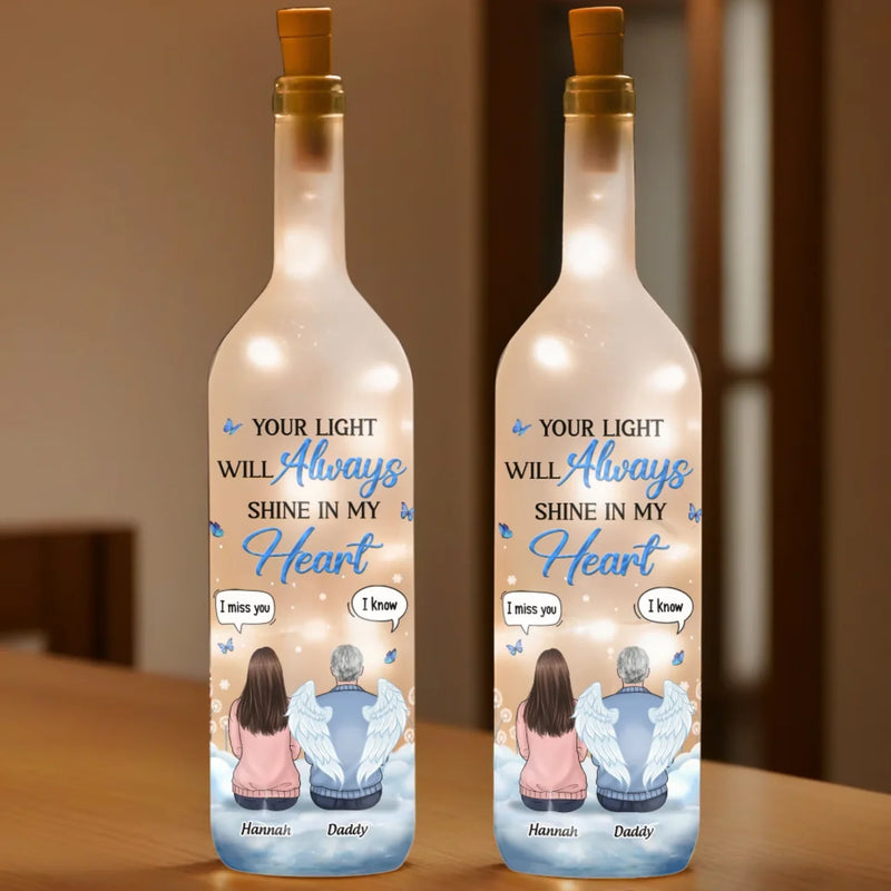 You Live On In The Love And Memories We Shared - Memorial Personalized Custom Bottle Lamp - Sympathy Gift For Family Members