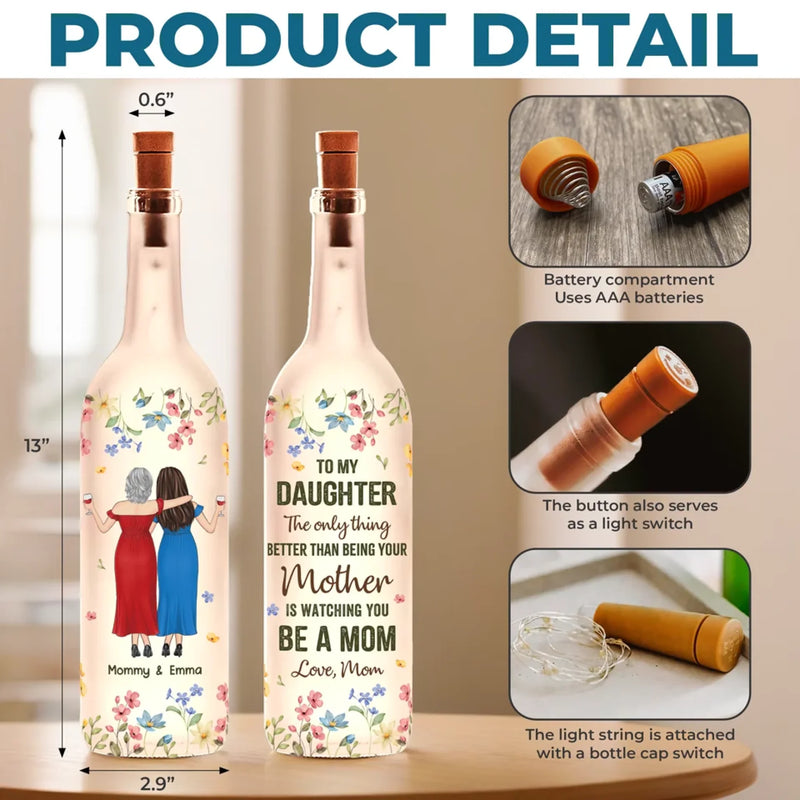 A Sweet Reminder Of The Love Between Mom And Daughter - Family Personalized Custom Bottle Lamp - Gift For Mom, Daughter