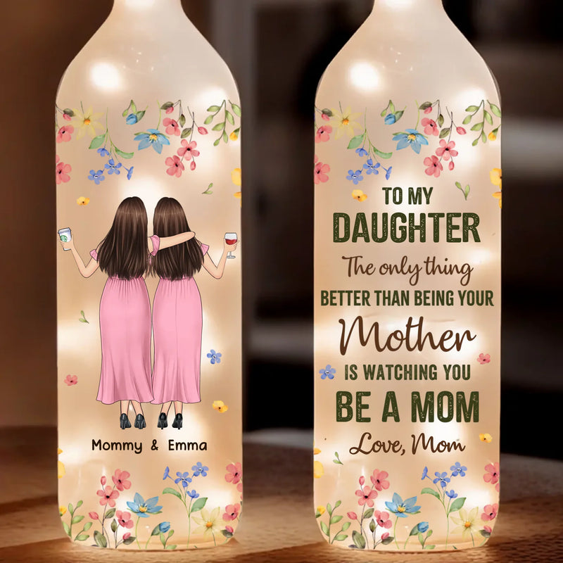 A Sweet Reminder Of The Love Between Mom And Daughter - Family Personalized Custom Bottle Lamp - Gift For Mom, Daughter