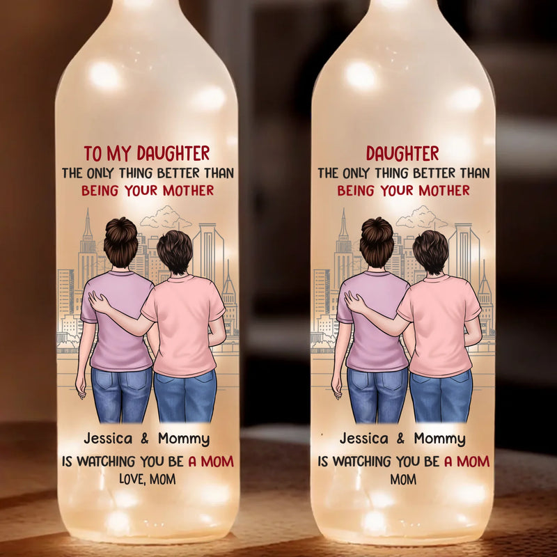Love Grows As I Watch You Be A Mom - Family Personalized Custom Bottle Lamp - Gift For Mom, Daughter
