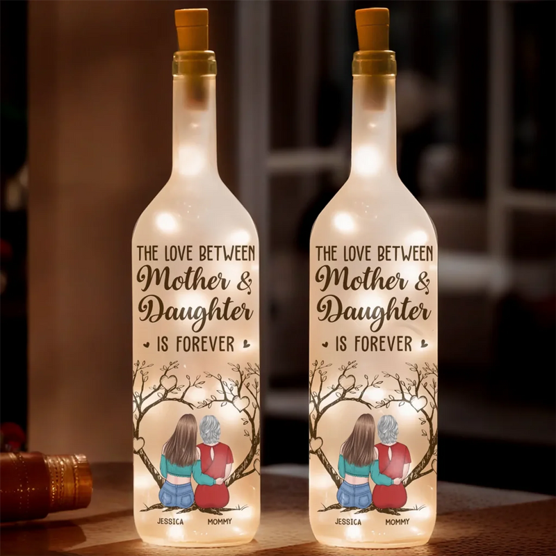 A Bond Built On Laughter, Love - Family Personalized Custom Bottle Lamp - Gift For Mom, Daughter